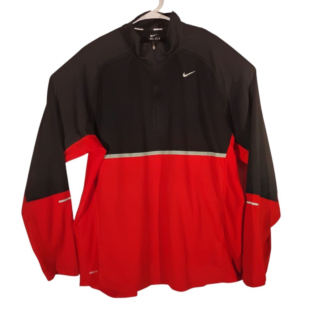 Nike Running jacket mens XL XLarge red black Element pullover 1/2 zip 451256